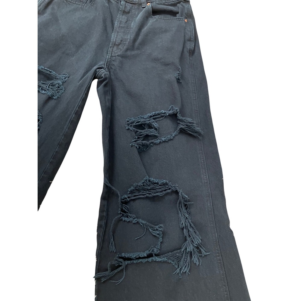 PacSun Black Baggy Distressed Jeans Womens Size‎ 26 Wide Leg Ripped Denim - Picture 7 of 8